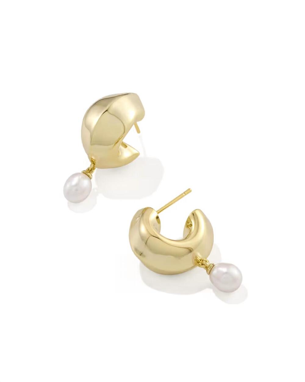 NEW KENDRA SCOTT women's oakland pearl huge earrings in gold